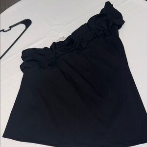Express Elegant Black Ruffle Top